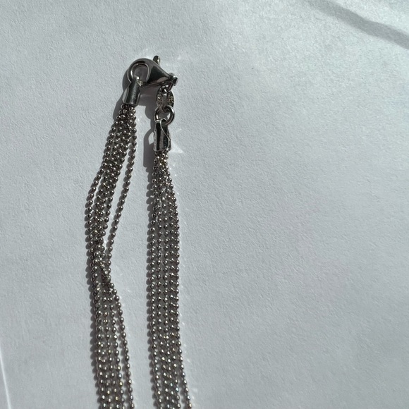 Sterling Silver Necklace with Cz and Blue Stone - Picture 6 of 6